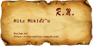 Ritz Miklós névjegykártya